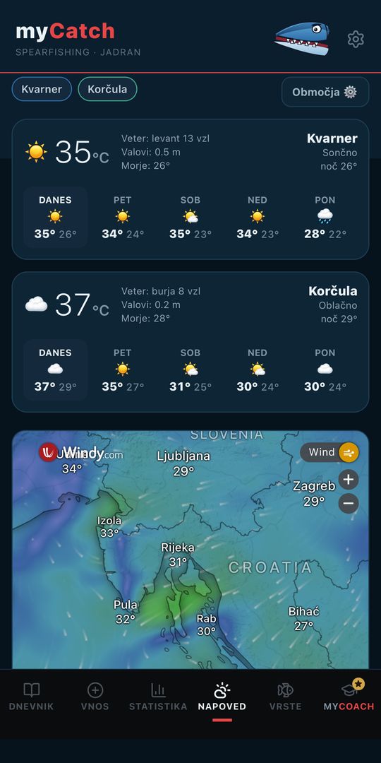 Vremenska pasica in vetrovna karta